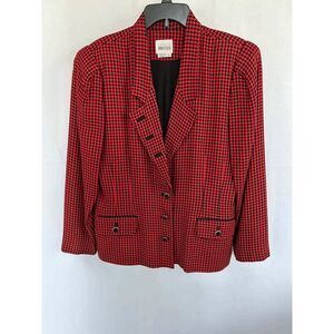 Leslie Fay Dress Jacket/Blazer Size 14 Red/Black, Soft, Tailored, Preppy